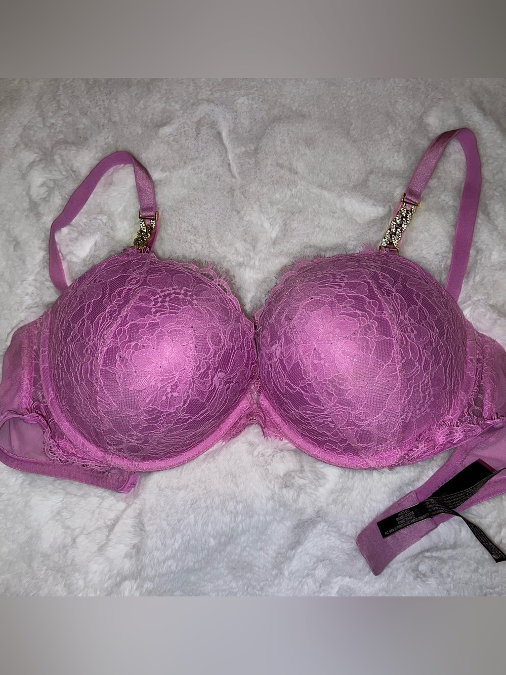 Victoria's Secret Lavender Lace Push-Up Bra with Gold Accents